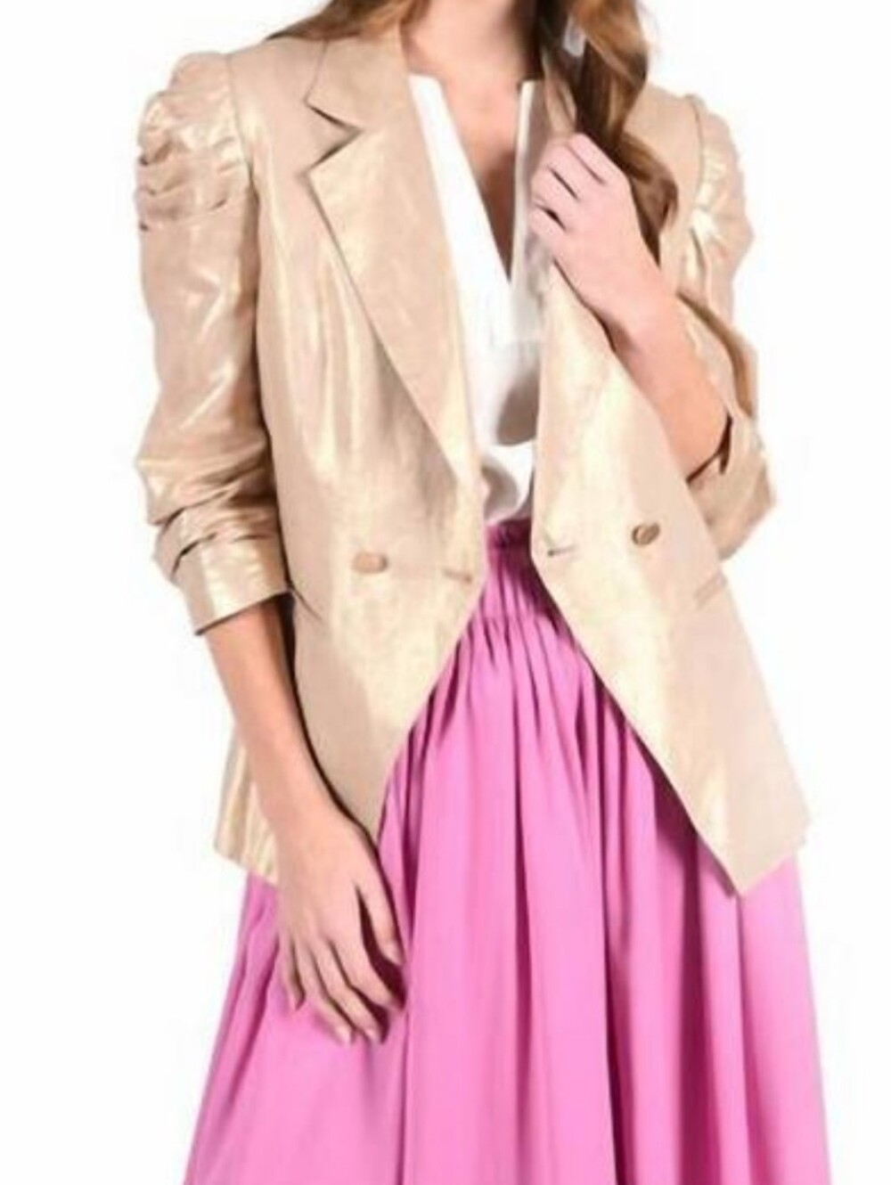 Emily McCarthy Bradshaw Blazer SzM Gold Linen